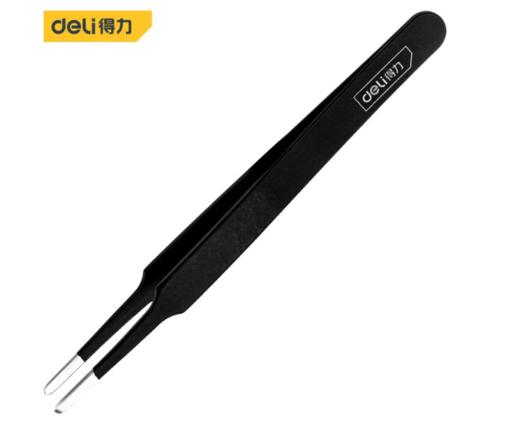 得力DL396102镊子平头120mm(黑) 商品图0