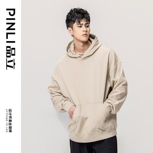PINLI品立秋冬新款男士纯色连帽套头长袖休闲卫衣GD223309394 商品图7