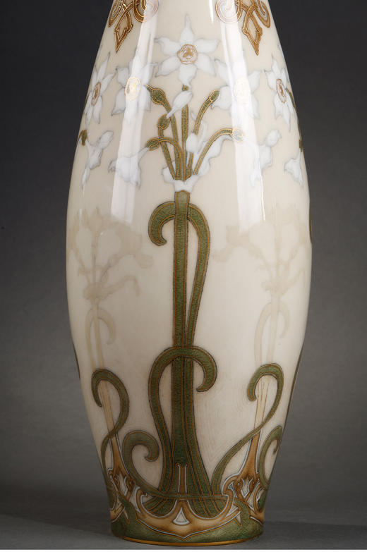 独角鹿西洋古董塞弗尔瓷器HENRI BARBERIS描金彩釉Argenteuil瓷瓶 商品图4