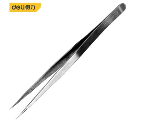 得力DL396201镊子不锈钢尖头140mm(银) 商品图0
