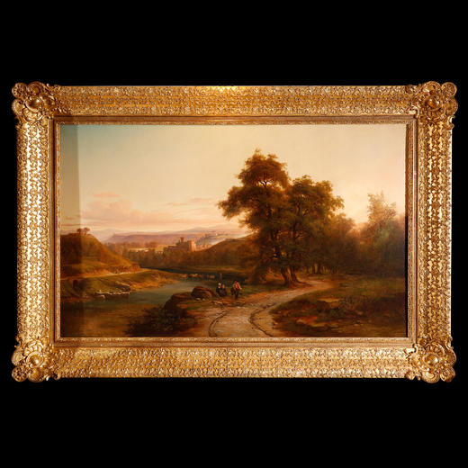 独角鹿西洋古董法国画家Fonville签名风景布面油画《意大利风景》 商品图0