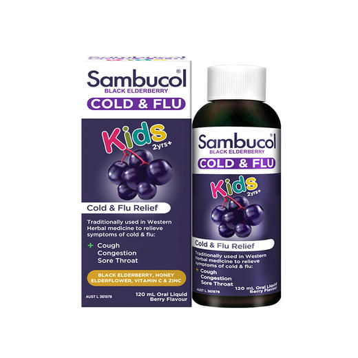 Sambucol小黑果 儿童黑接骨木维C+锌糖浆120ml*2（效期26年4月） 商品图1