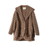 谜底2022冬新款A字型连帽大衣复古格纹宽松中长款双面呢224MD1743 商品缩略图4