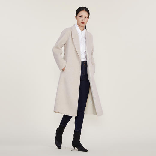 谜底2022冬季新款X型长款毛呢大衣女西装领纯色气质时尚224MD1647 商品图1