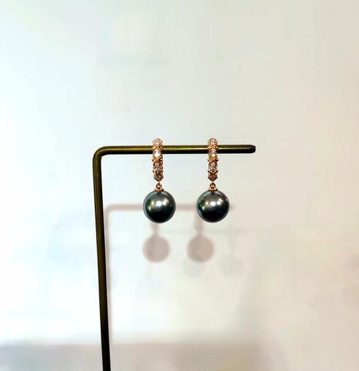 大溪地铂金灰18K金钻石镶嵌设计款耳环（已售，可定制） 商品图4