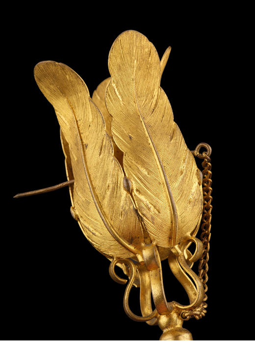 独角鹿西洋古董法国羽毛造型黄铜合金精雕装饰母贝手柄捧花棒 商品图4