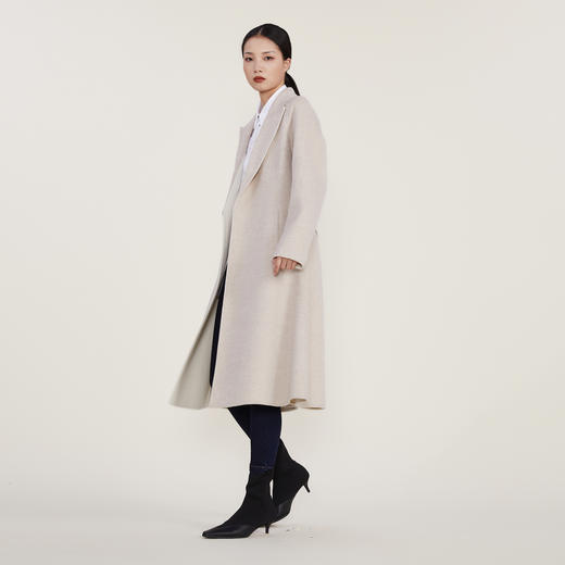 谜底2022冬季新款X型长款毛呢大衣女西装领纯色气质时尚224MD1647 商品图3