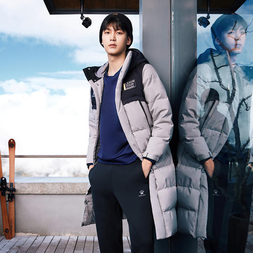 卡尔美长款羽绒服男女加厚连帽外套运动休闲保暖过膝鸭绒服8261YR1013 商品图0