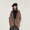 谜底2022冬新款A字型连帽大衣复古格纹宽松中长款双面呢224MD1743 商品缩略图0