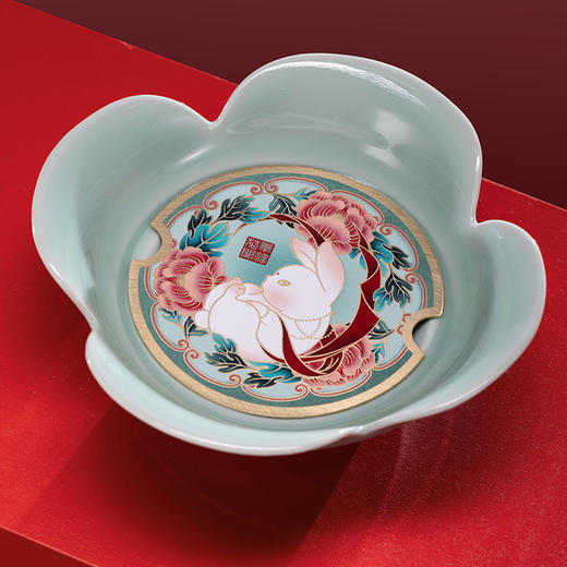 朱炳仁丨花开幸福 茶礼套装 1小幸壶1青瓷壶承1紫铜壶叉2白瓷杯 商品图3