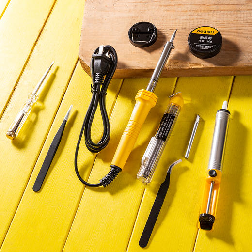 得力DL393009外热式恒温电烙铁9件套(黄) 商品图4