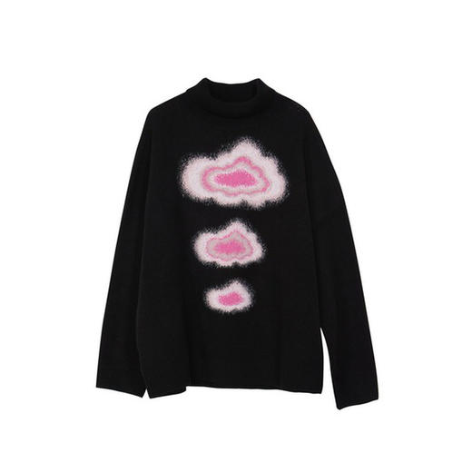 谜底2022冬款宽松中长款H型高领毛衫百搭时尚针织衫毛衣224MZ1942 商品图4