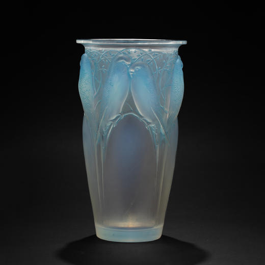 独角鹿西洋古董法国莱俪LAILIQUE设计CEYLAN款鹦鹉欧泊水晶花瓶 商品图0