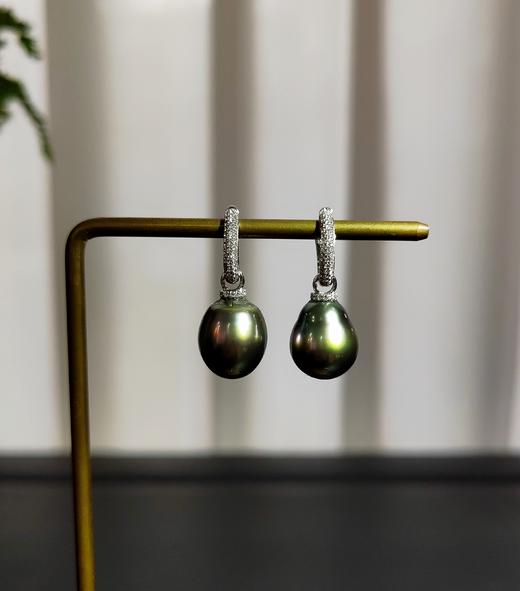 大溪地黑珍珠、南洋金珠K金钻石镶嵌设计款耳环 商品图11