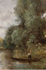 独角鹿西洋古董法国巴比松派画家风景布面油画《河上泛舟的渔民》 商品缩略图3