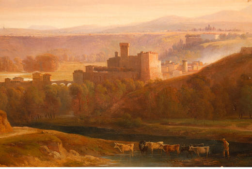 独角鹿西洋古董法国画家Fonville签名风景布面油画《意大利风景》 商品图3