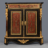 独角鹿西洋古董家具法国黑色大理石桌面铜鎏金布勒镶嵌双开门边柜 商品缩略图0