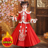DY-8818儿童汉服女童拜年服冬季新款童装小女孩中国风唐装红色裙套装 商品缩略图6