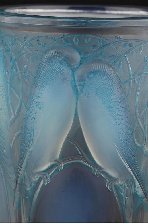 独角鹿西洋古董法国莱俪LAILIQUE设计CEYLAN款鹦鹉欧泊水晶花瓶 商品图4