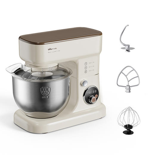 【小程序】小熊厨师机 SJJ-E08G1 米黄色 压铸搅面钩组件+压铸和浆棒组件+打蛋笼组件+和面桶+和面桶盖+量杯+蛋清分离器 商品图8