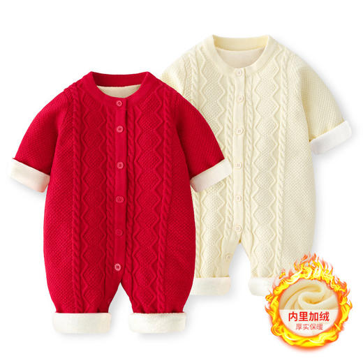 巴布雨保暖加绒婴儿连体衣服秋冬婴儿加棉连体衣服婴儿外出连体衣 商品图4