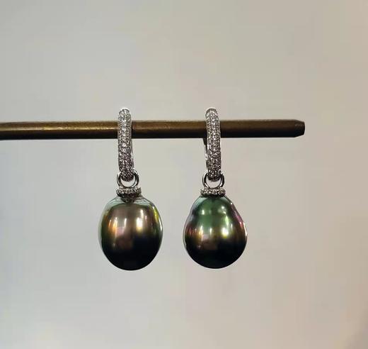 大溪地黑珍珠、南洋金珠K金钻石镶嵌设计款耳环 商品图2