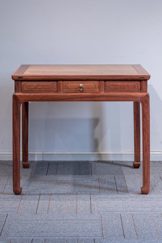 红桥红  家具严选  缅甸花梨(大果紫檀）  【88 马蹄腿明屉 方桌】 商品图1