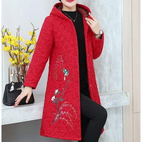 A2098冬装洋气外套2021新款民族风中长款加厚棉服中老年保暖棉袄 商品图9