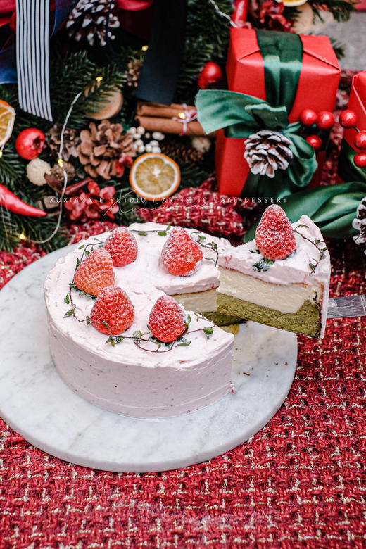 【草莓屋】三色巴斯克，kiri奶油奶酪，日本宇治抹茶，香味醇厚。 商品图4