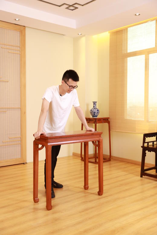 红桥红  家具严选  缅甸花梨（大果紫檀）【恭王府 霸王枨小条桌】 商品图4