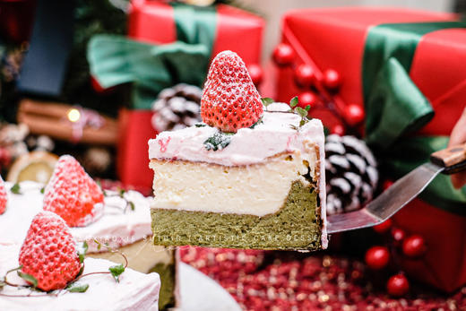 【草莓屋】三色巴斯克，kiri奶油奶酪，日本宇治抹茶，香味醇厚。 商品图5