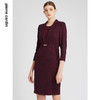 皮尔卡丹女装连衣裙酒红优雅羊毛高级感通勤场合裙子P2333E2950T0 商品缩略图3