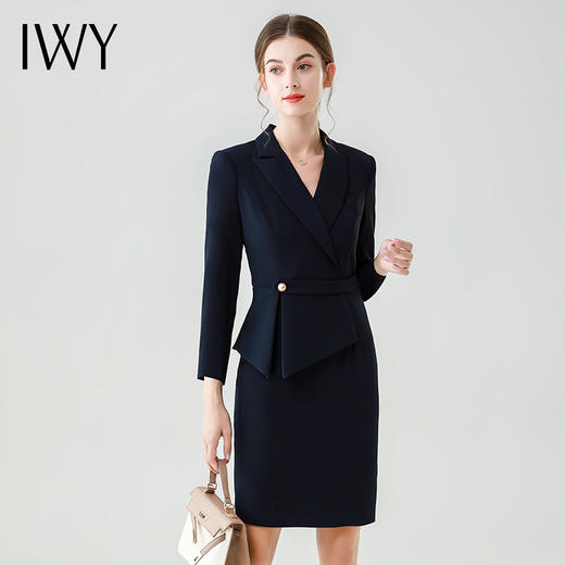 【新品预售】IWY/西装连衣裙女装秋装新款气质职业装修身显瘦女神范修身裙子Q12355 商品图2