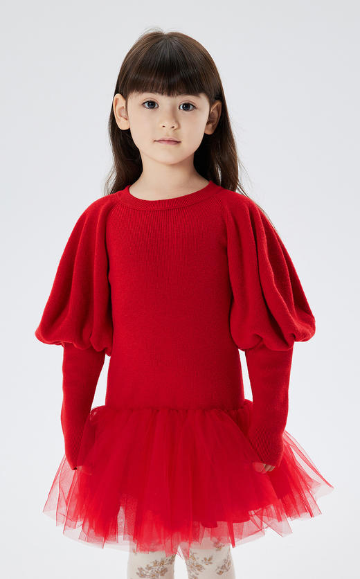 JNBY  22年冬款  灯笼袖绵羊毛长袖连衣裙  1MAG11990 商品图4