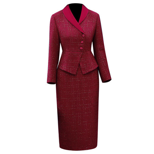 婚宴喜婆婆连衣裙新款时尚西装领修身显瘦假两件裙YMR8695 商品图4