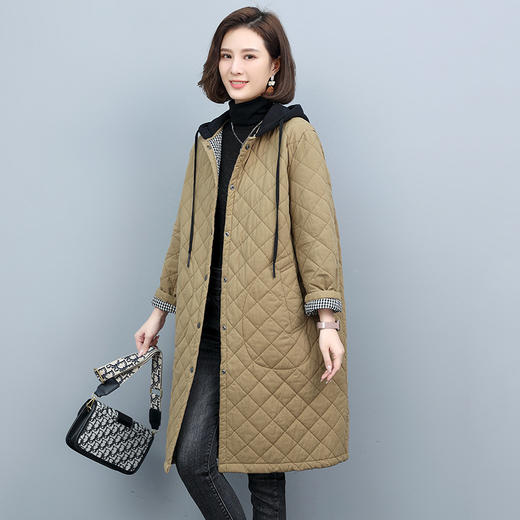 HR WY82179连帽棉衣中长棉服时尚轻薄夹棉外套 商品图2