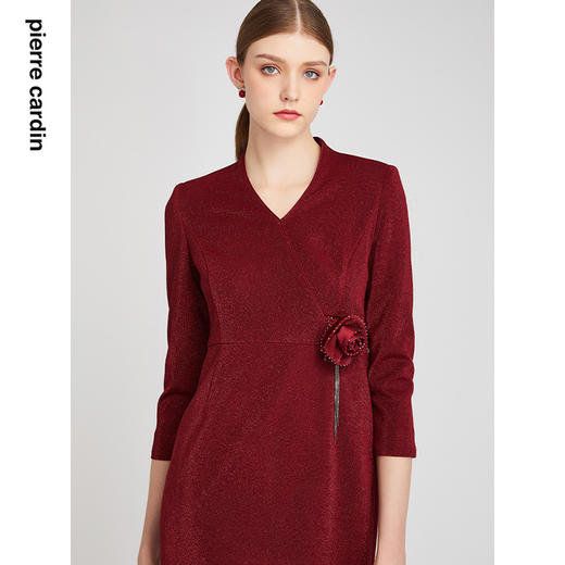 皮尔卡丹女装春秋新款端庄优雅时尚长袖连衣裙P2340E2931T0
 商品图2