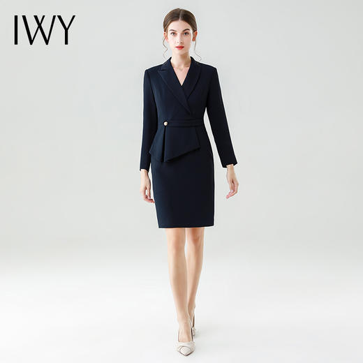 【新品预售】IWY/西装连衣裙女装秋装新款气质职业装修身显瘦女神范修身裙子Q12355 商品图4