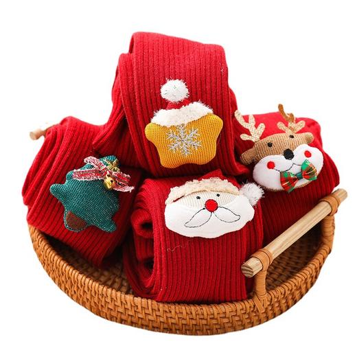 【宝宝卡通圣诞打底裤】红色新年宝宝连裤袜春秋款新生婴儿打底裤袜儿童 商品图4