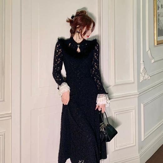 【大货福利，不退不换】  【良辰美景】仙女名媛风羽毛蕾丝连衣裙 商品图0