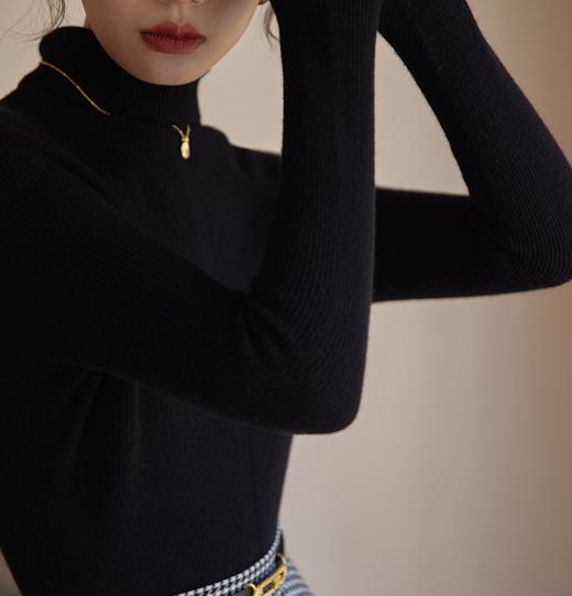 2023复古修身内搭上衣 高领无缝羊毛打底针织衫女秋冬季 DY 000 5588 商品图1