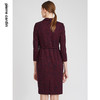 皮尔卡丹女装连衣裙酒红优雅羊毛高级感通勤场合裙子P2333E2950T0 商品缩略图1