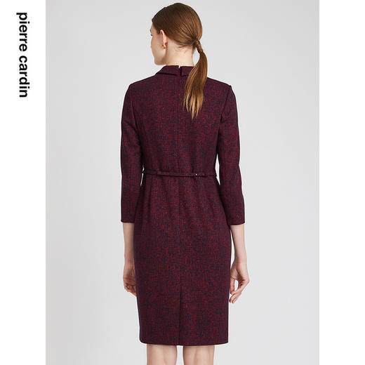 皮尔卡丹女装连衣裙酒红优雅羊毛高级感通勤场合裙子P2333E2950T0 商品图1