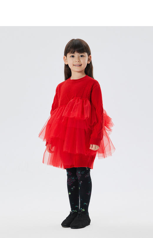 JNBY  22年冬款  圆领女童长袖毛衫连衣裙  1MAG11950 商品图4