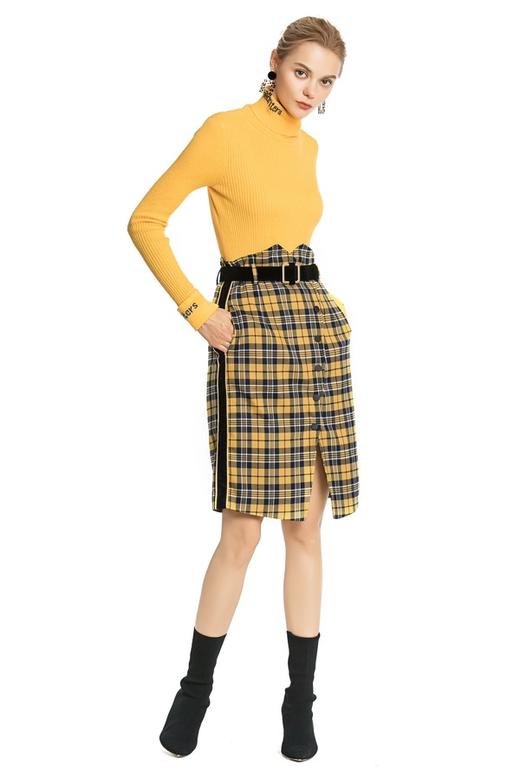 MODERN SHOW 黄色格纹信封裙 4401 商品图1