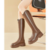 西遇v口长筒靴女冬季新款黑色厚底小个子增高不过膝长靴21923763/20024078 商品缩略图1