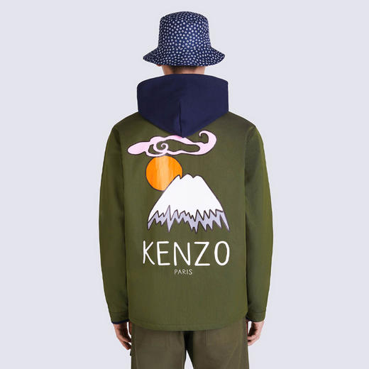 KENZO 高田贤三 男士棉质徽标印花特薄款夹克外套棉服 军绿色 FC65 BL061 9RI 51 商品图2