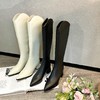 余潇潇 【小鸟腿瘦瘦靴】V口尖头长筒靴英伦风加绒骑士靴 商品缩略图0