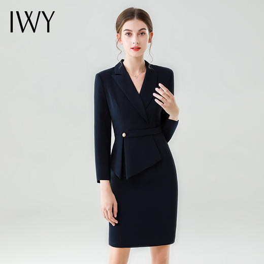 【新品预售】IWY/西装连衣裙女装秋装新款气质职业装修身显瘦女神范修身裙子Q12355 商品图1