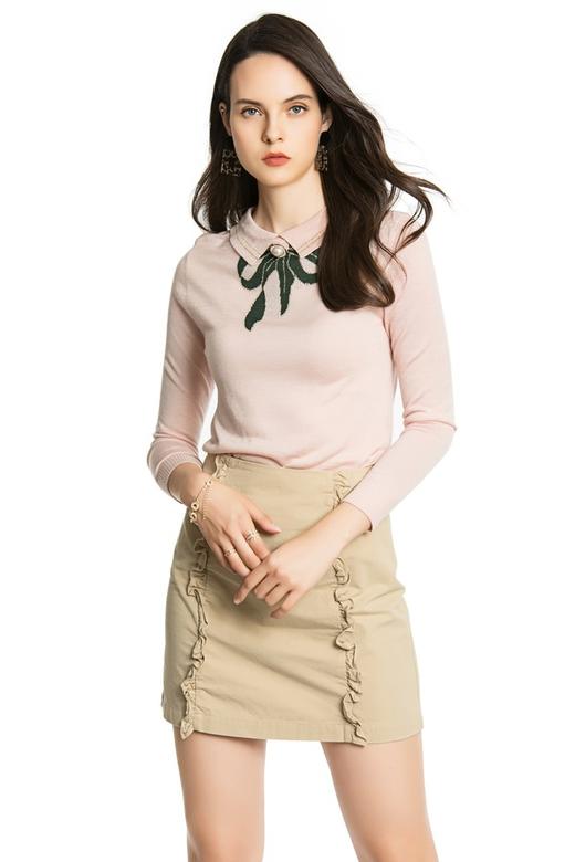 WEN&VI 蝴蝶结装饰粉色针织衫 4406 商品图0